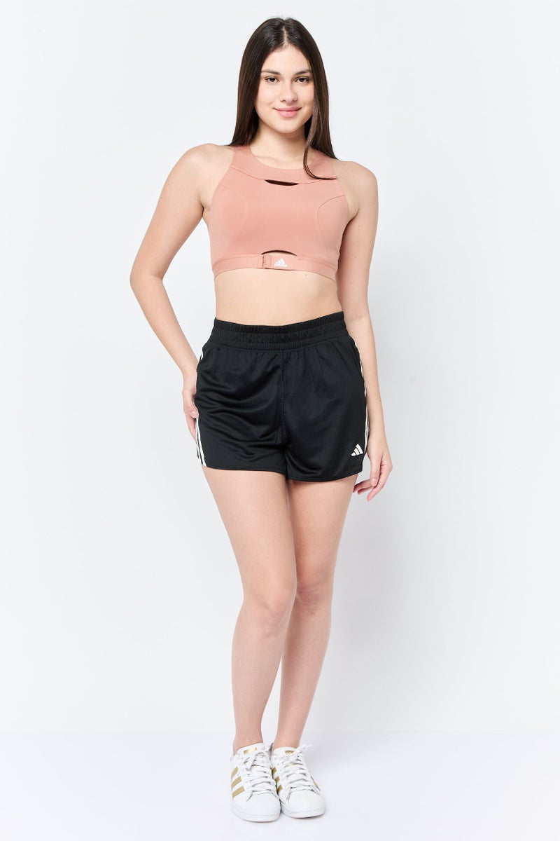 Adidas Women Brand Logo Padded Sports Bra, Tan  - Image 4
