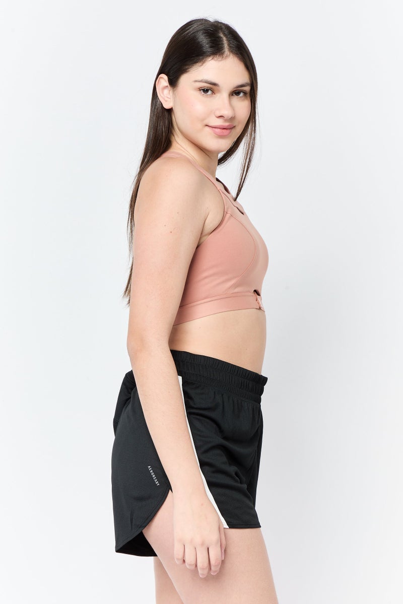 Adidas Women Brand Logo Padded Sports Bra, Tan  - Image 3