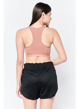 Adidas Women Brand Logo Padded Sports Bra, Tan  - Image 2