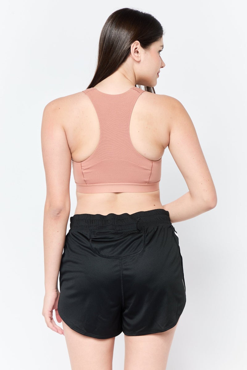 Adidas Women Brand Logo Padded Sports Bra, Tan  - Image 2