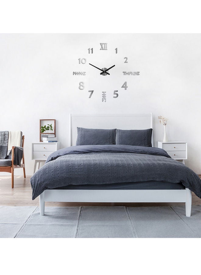 NIBEMINENT 3D Mirror Sticker Frameless Wall Clock Silver/Black 70 x 70cm - Image 2