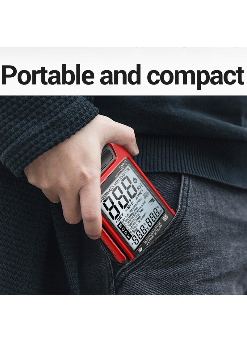 Wood Moisture Meter,GN601 Portable Pin-Type Detector, Water Leak Detector for Lumber Concrete Building,Wall Moisture Sensor Digital Humidity Tester for Firewood Lumber, Bricks, Floors - Image 5