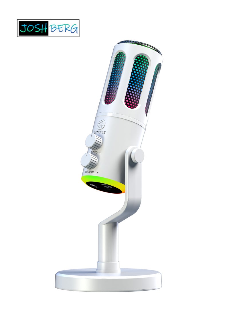 Joshberg RGB Gaming USB Microphone Desktop Microphone Condenser Suitable for Podcast Compatible with PC and Mobile Phone - Image 1