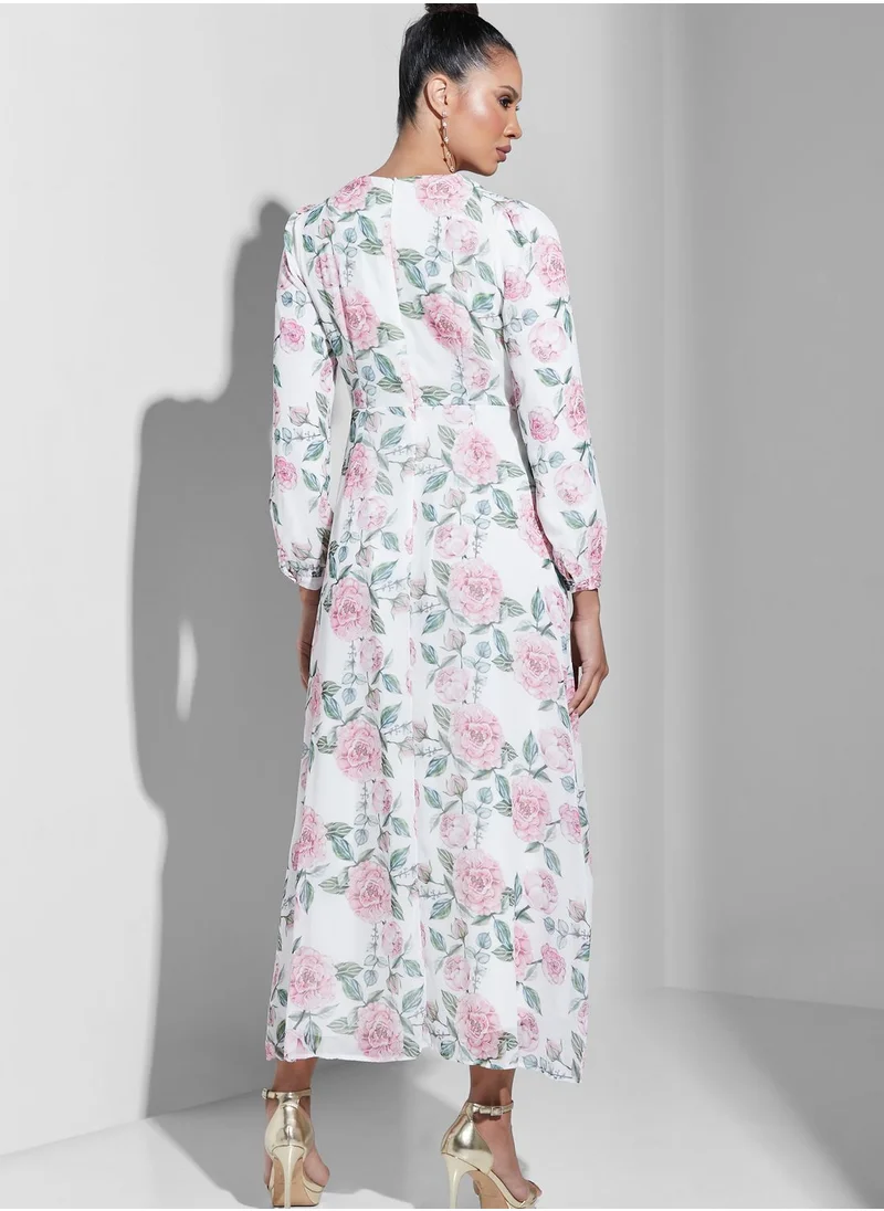 Namshi X Trendyol Knot Detail Printed Dress