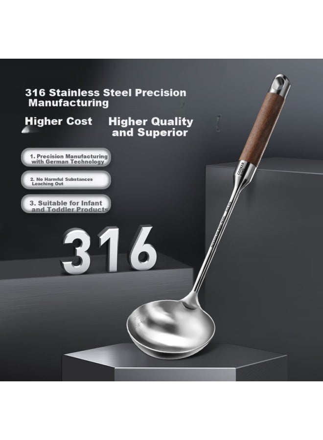 COOKER KING Cooker King 316 Stainless Steel Soup Ladle With Rosewood Handle Thickened Ladle Iron Pot Stainless Steel Pot Non-stick Coating Pot Soup Ladle  - Image 1