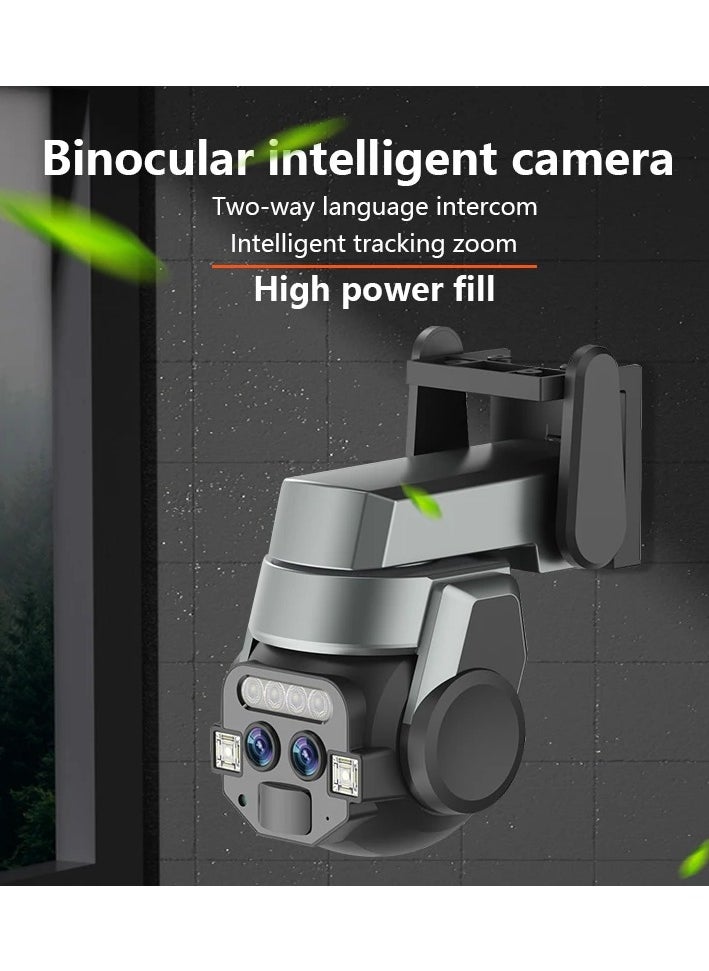 MOCOM - Home outdoor AI intelligent wifi, binocular 10x zoom, 6MP high-definition night vision, mobile phone remote monitoring, dual cam - Image 1