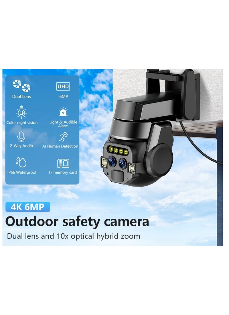 MOCOM - Home outdoor AI intelligent wifi, binocular 10x zoom, 6MP high-definition night vision, mobile phone remote monitoring, dual cam - Image 1