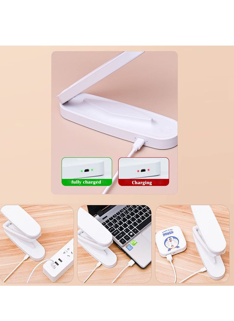 SYOSI - Foldable LED Desk Lamp, Portable Rechargeable Table Light with 3 Brightness Settings, Small Book Reading Light, Eye-Caring Studying Light for Home, Reading, Studying, Work, Travel - Image 1