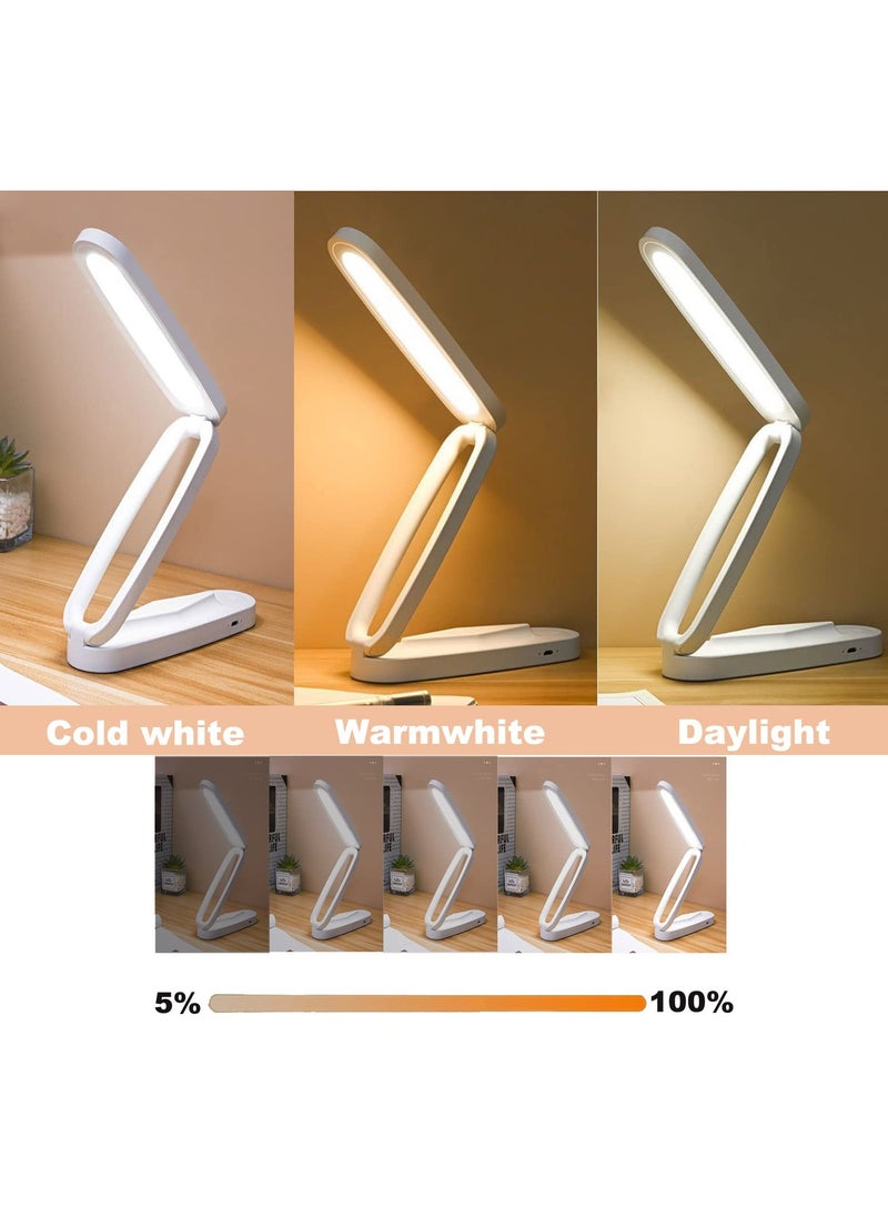 SYOSI - Foldable LED Desk Lamp, Portable Rechargeable Table Light with 3 Brightness Settings, Small Book Reading Light, Eye-Caring Studying Light for Home, Reading, Studying, Work, Travel - Image 1