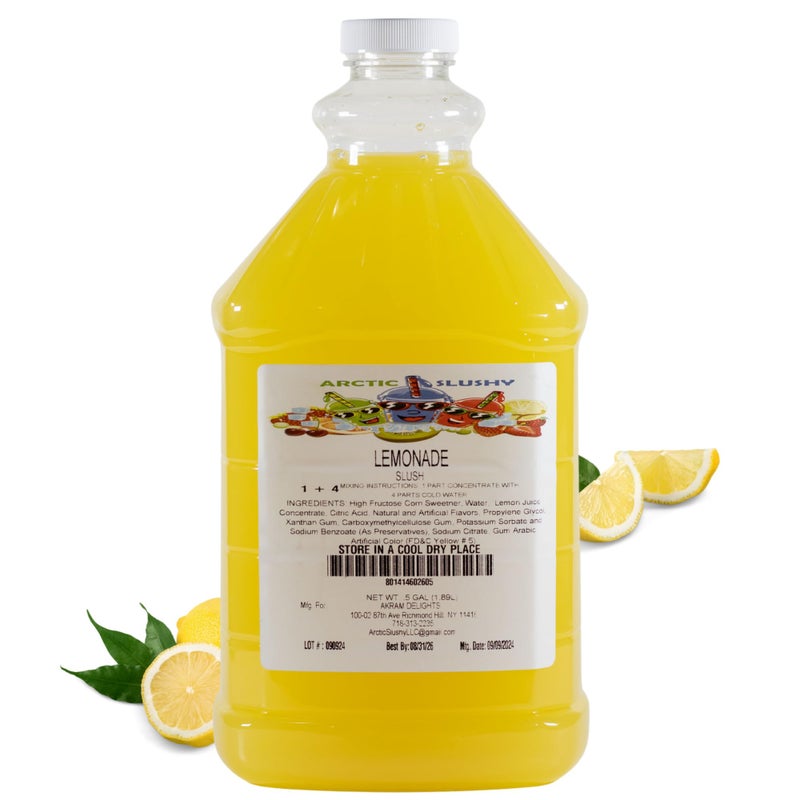 Arctic Slushy Frozen Slushie Syrup Mix - New York Flavored Syrups for Ice Drink Machines, Blenders - DIY, Commercial Blended & Icy Beverage Flavoring - Half-Gallon, Makes 40 Cups (Lemonade) - Image 1