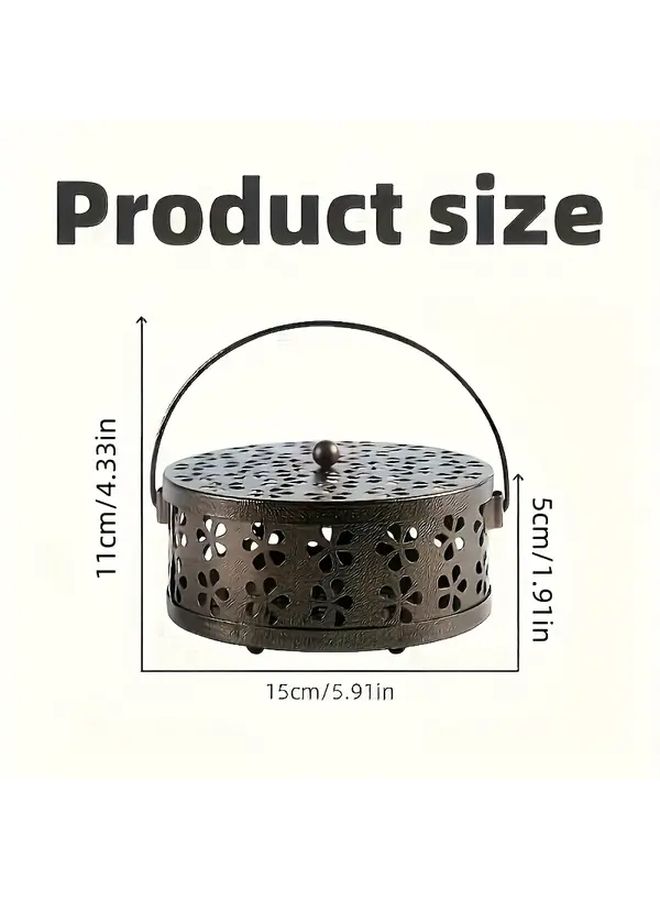 Blue Vintage Metal Incense Holder With Handle Portable Home Outdoor Decor - Image 2
