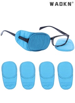 WAOKN 4 Pack Eye Patches for Kids Girls Boys, Right & Left Eye Patch for Glasses, Lazy Eye Patch for Children Treating Lazy Eye Amblyopia Strabismus and After Surgery 10 x 5cm Full Coverage (Blue)  - Image 1