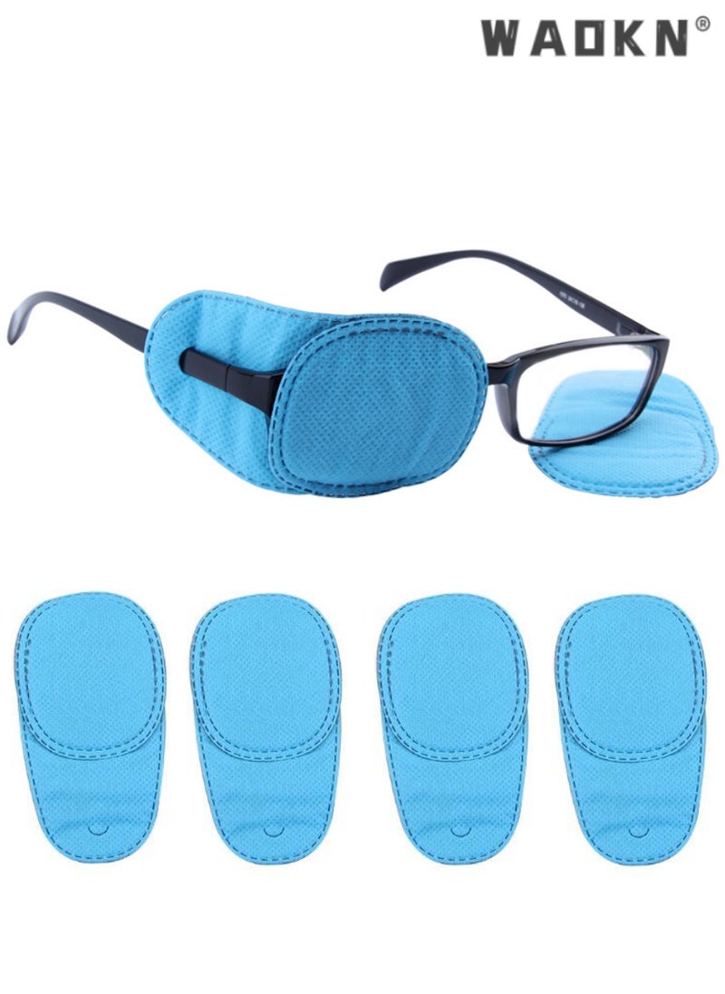 WAOKN - 4 Pack Eye Patches for Kids Girls Boys, Right & Left Eye Patch for Glasses, Lazy Eye Patch for Children Treating Lazy Eye Amblyopia Strabismus and After Surgery 10 x 5cm Full Coverage (Blue) - Image 1