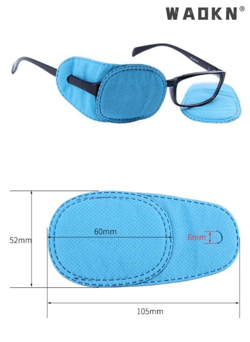 WAOKN - 4 Pack Eye Patches for Kids Girls Boys, Right & Left Eye Patch for Glasses, Lazy Eye Patch for Children Treating Lazy Eye Amblyopia Strabismus and After Surgery 10 x 5cm Full Coverage (Blue) - Image 1