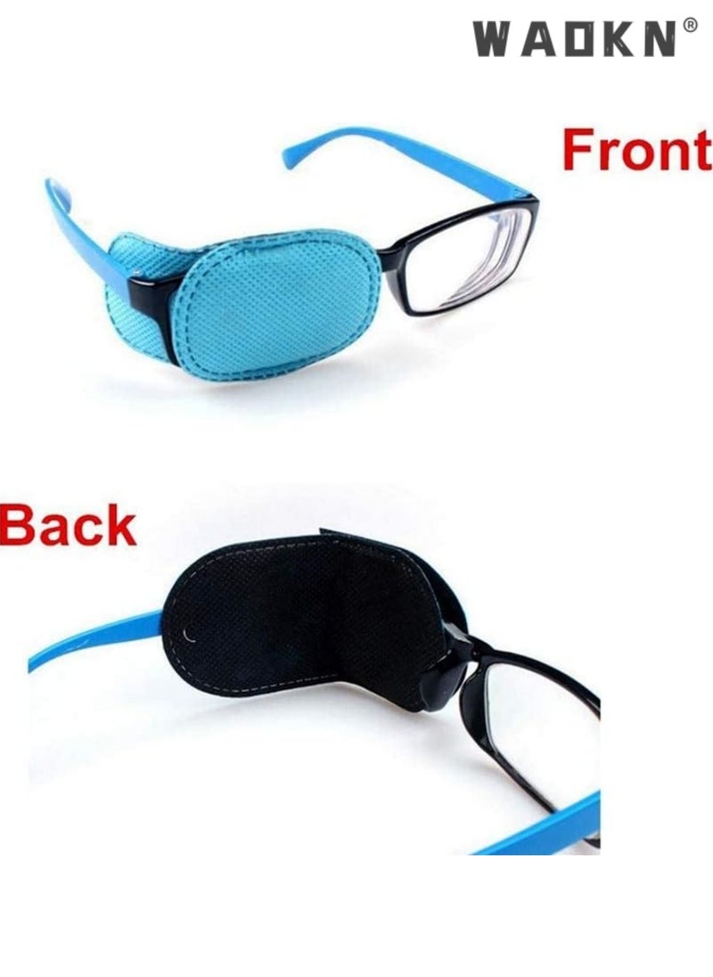 WAOKN - 4 Pack Eye Patches for Kids Girls Boys, Right & Left Eye Patch for Glasses, Lazy Eye Patch for Children Treating Lazy Eye Amblyopia Strabismus and After Surgery 10 x 5cm Full Coverage (Blue) - Image 1