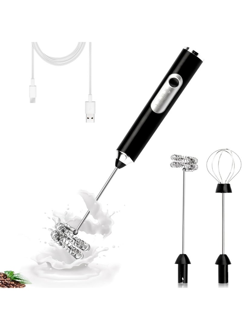 فيو خلاط يدوي للحليب قابل لإعادة الشحن عبر USB ومزود بثلاث سرعات ومزود بخلاط للمشروبات وصانع رغوة مع خفاقة للقهوة والفرابيه واللاتيه والماتشا والكابتشينو والشوكولاتة الساخنة  - Image 1