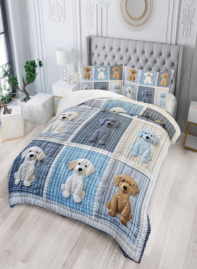 Tuzaovy Cartoon Dog Comforters Bedding Set Twin Size for Girls and Boys,Cute Puppy Print Comforters for Kid Teen Room Decor,Soft Little Dog Animal Lover Quilts Bedding Set Twin Size - Image 2