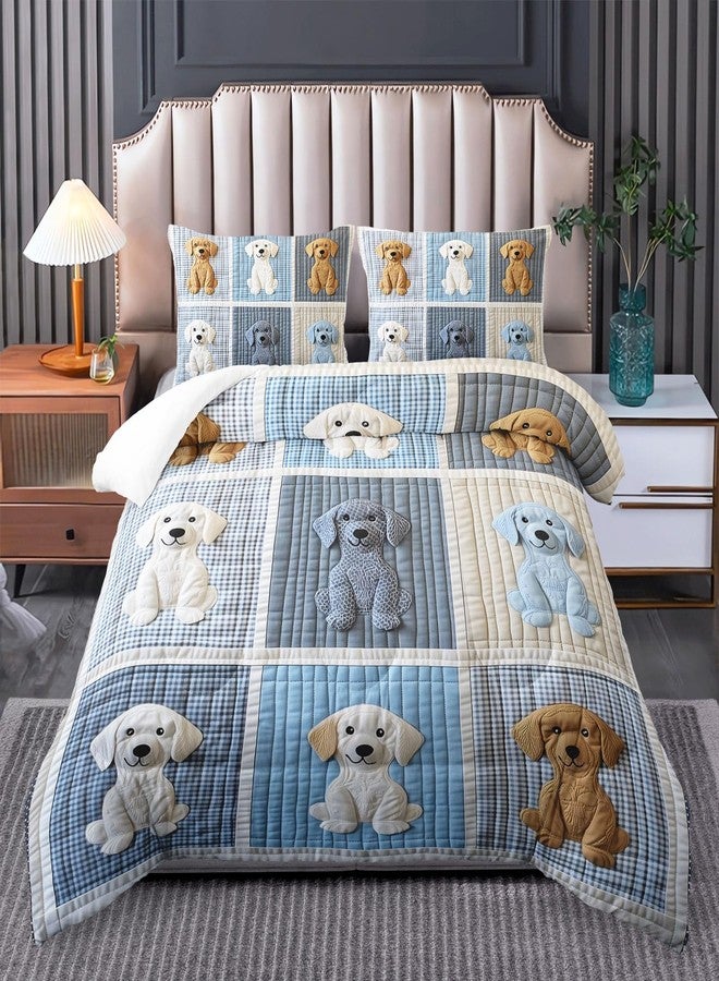 Tuzaovy Cartoon Dog Comforters Bedding Set Twin Size for Girls and Boys,Cute Puppy Print Comforters for Kid Teen Room Decor,Soft Little Dog Animal Lover Quilts Bedding Set Twin Size - Image 1