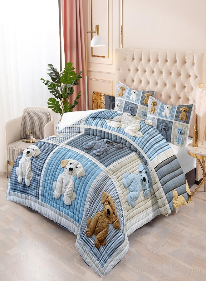 Tuzaovy Cartoon Dog Comforters Bedding Set Twin Size for Girls and Boys,Cute Puppy Print Comforters for Kid Teen Room Decor,Soft Little Dog Animal Lover Quilts Bedding Set Twin Size - Image 4