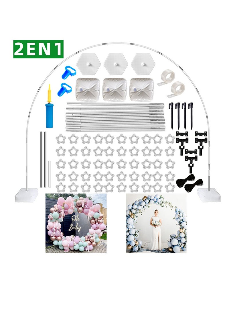 xppier 2 in 1 Balloon Arch Kit with Base, Adjustable Balloon Arch Stand Kit for Outdoors Indoor for Wedding Baby Shower Birthday Party Supplies Decorations - Image 1