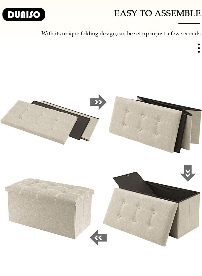 DUNISO Foldable Storage Ottoman Storage Boxes Footrest Step Stool Versatile Space-Saving Footstool Bench Storage Toy Box with Lid for Dorm Living Room Bedroom Entryway  - Image 5