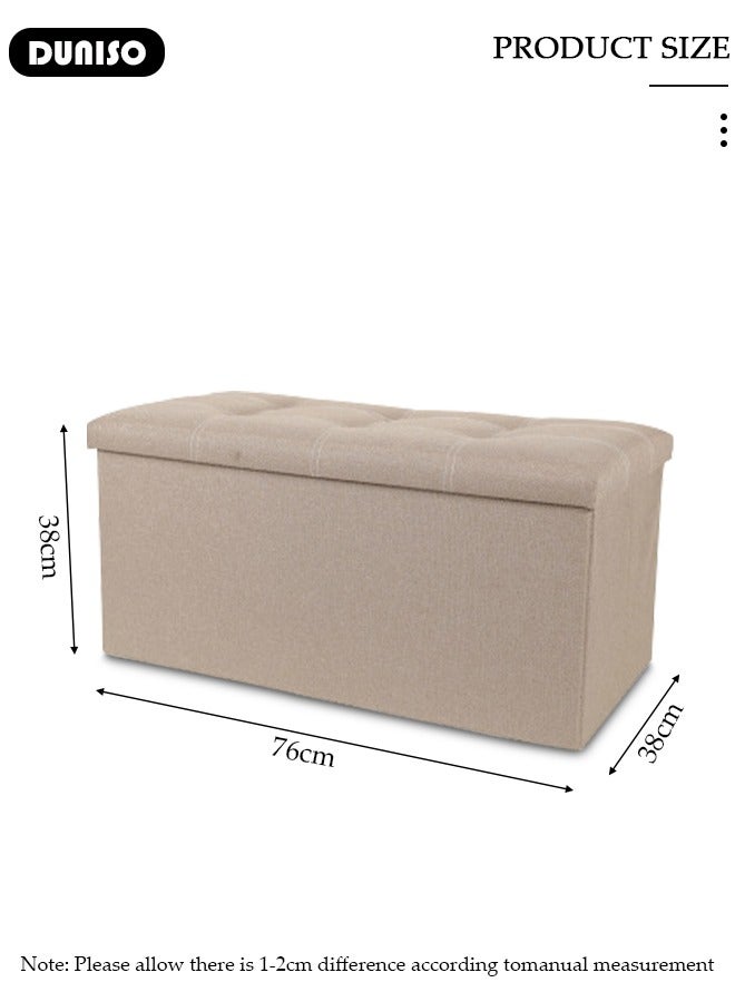 DUNISO Foldable Storage Ottoman Storage Boxes Footrest Step Stool Versatile Space-Saving Footstool Bench Storage Toy Box with Lid for Dorm Living Room Bedroom Entryway  - Image 4