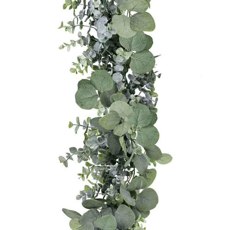Winlyn 5.9' Long Faux Silver Dollar Eucalyptus Leaves Greenery Artificial Garland in Grey Green for Wedding Arch Swag Backdrop Doorways Table Runner Indoor Outdoor - Image 3