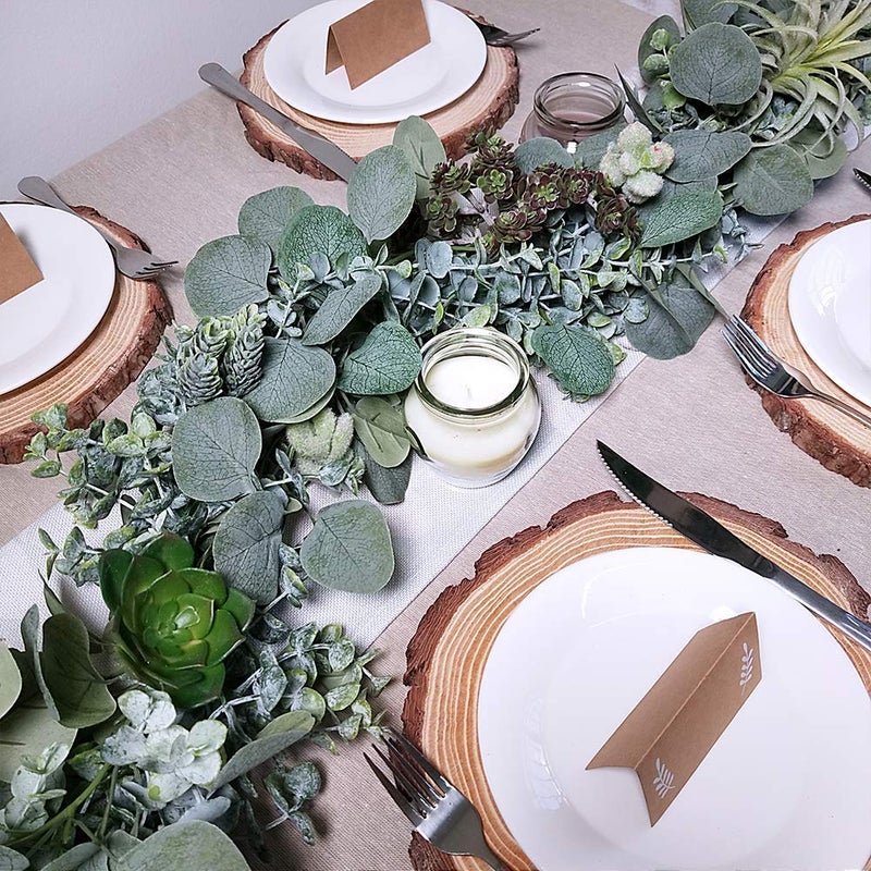 Winlyn 5.9' Long Faux Silver Dollar Eucalyptus Leaves Greenery Artificial Garland in Grey Green for Wedding Arch Swag Backdrop Doorways Table Runner Indoor Outdoor - Image 5