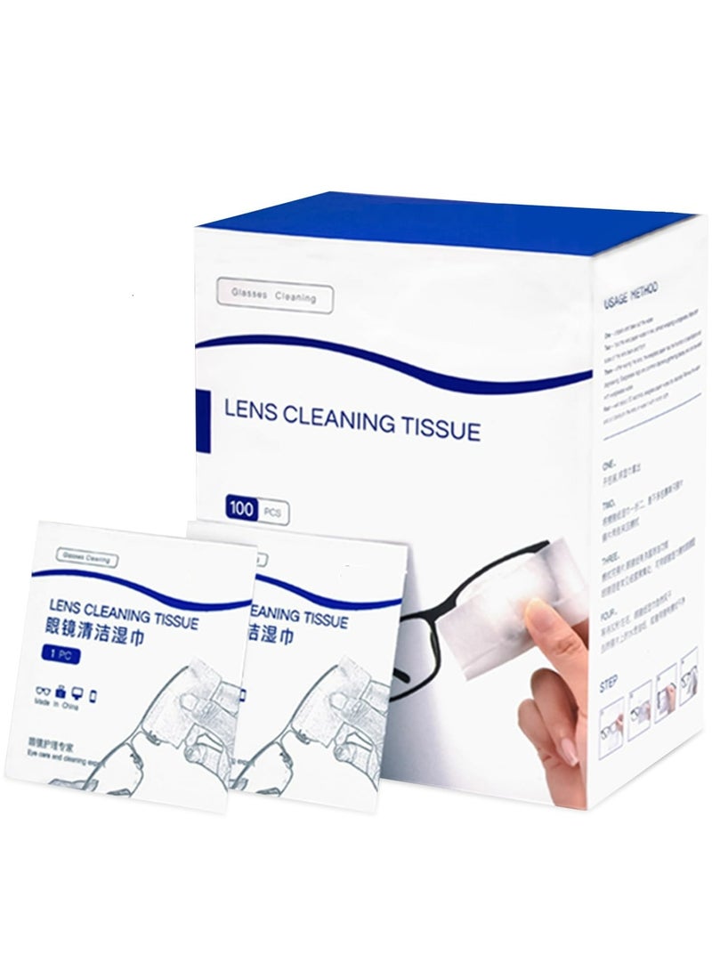 CMGTYYD Lens Cleaning Wipes, 100 Pack Pre-Moistened Individually Wrapped Wipes for Eyeglasses, Portable and Convenient, Non-Streaking for Glasses Wipes, Camera Lens, Goggles, Camera Lens, 7 x 15 cm - Image 1