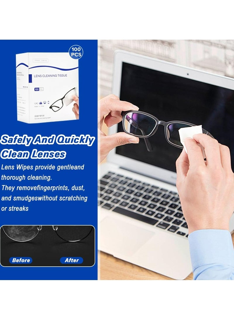 CMGTYYD Lens Cleaning Wipes, 100 Pack Pre-Moistened Individually Wrapped Wipes for Eyeglasses, Portable and Convenient, Non-Streaking for Glasses Wipes, Camera Lens, Goggles, Camera Lens, 7 x 15 cm - Image 5