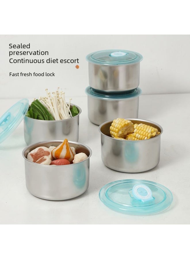 304 Stainless Steel Portable Crisper Baby Food Supplement Box Round Fruit Preservation Sealed Box Refrigerator Storage Box-Specifications:304 Stainless Steel Crisper (with Lid)  - Image 4