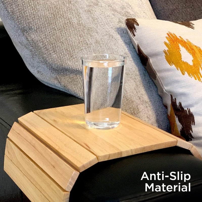 TVM Woode Sofa Arm Tray, Foldable Couch, Tray for Drinks, Snack, Magazine, and Remote - Square Couch Protector Tray with Non-Slip Backing - Sofa Armrest Tray (Brown) - Image 5