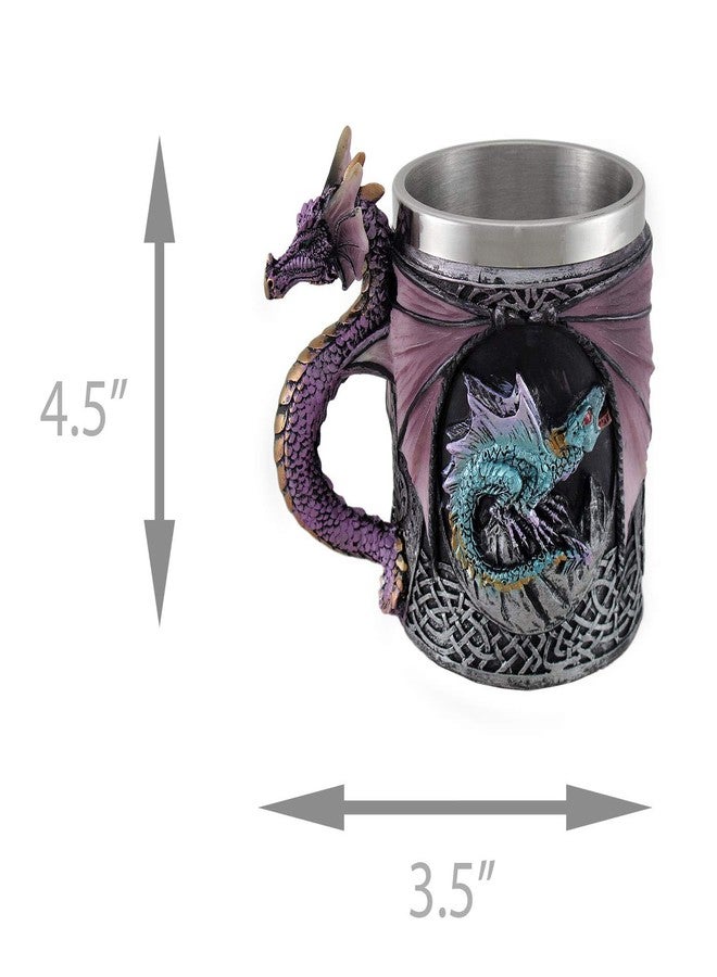 Zeckos Purple Gothic Dragon Decorative Resin and Stainless Steel Tankard/Mug/Pencil Holder Celtic Knot Work Accents 10 Ounces - Image 4