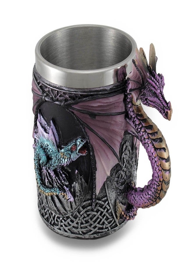 Zeckos Purple Gothic Dragon Decorative Resin and Stainless Steel Tankard/Mug/Pencil Holder Celtic Knot Work Accents 10 Ounces - Image 3