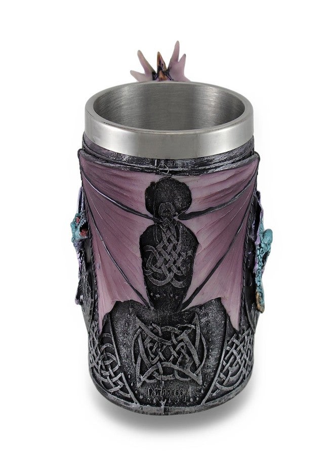 Zeckos Purple Gothic Dragon Decorative Resin and Stainless Steel Tankard/Mug/Pencil Holder Celtic Knot Work Accents 10 Ounces - Image 2