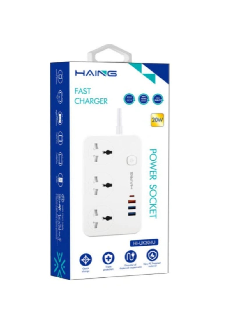 Haing Fast Charger Power Strip UK Socket 2M 20W - Image 1