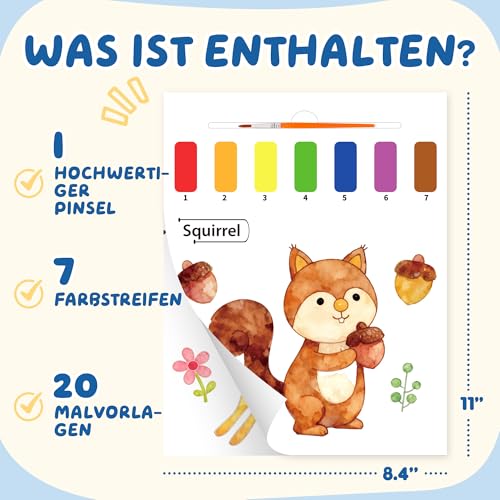 YPLUS Paint with Water Books for Toddlers, Art Craft Toys Watercolor Painting Paper for Kids Gift for Drawing with Brush - Animals - Image 2