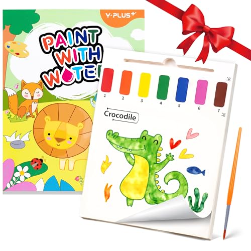 YPLUS Paint with Water Books for Toddlers, Art Craft Toys Watercolor Painting Paper for Kids Gift for Drawing with Brush - Animals - Image 1