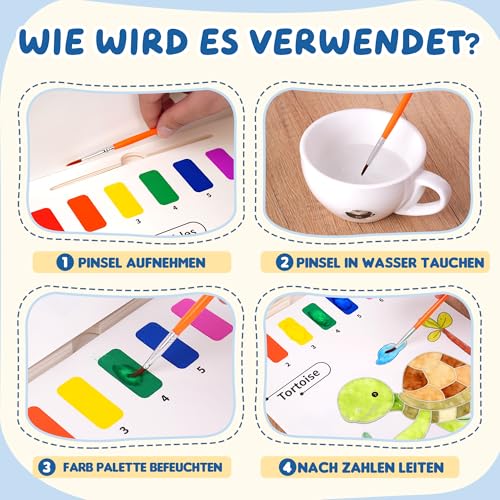 YPLUS Paint with Water Books for Toddlers, Art Craft Toys Watercolor Painting Paper for Kids Gift for Drawing with Brush - Animals - Image 3