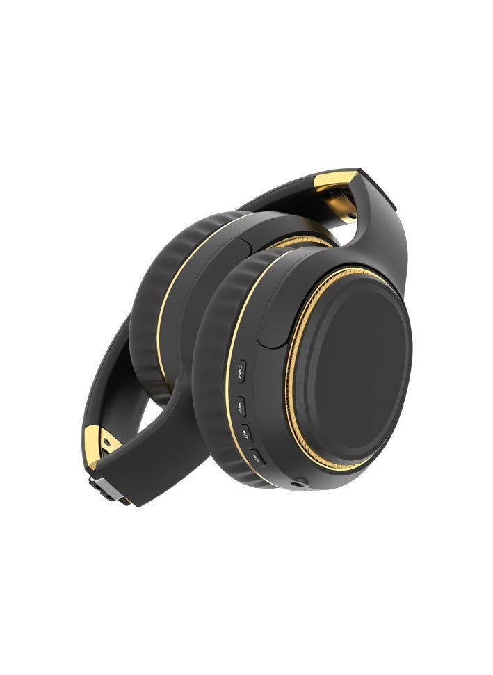 H6 Wireless Headphones Over-the-earActive noise reduction 3D Surround Shock Bass HIFI Stereo Headphones,Wireless Wired Dual Mode Bluetooth 5.3,Foldable Game headset with light changes,with Mic(Black）