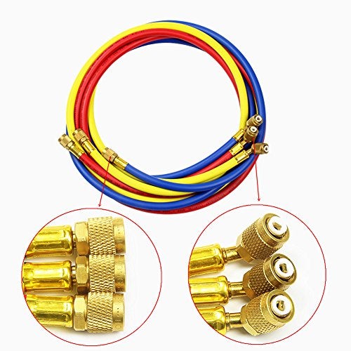 ANTFEES AC Charging Hose Tube, 72" HVAC Gauges Hoses Refrigerant Charging Hose for R134A R12 R22 R502 Manifold Hose Set, 3pcs - Image 2