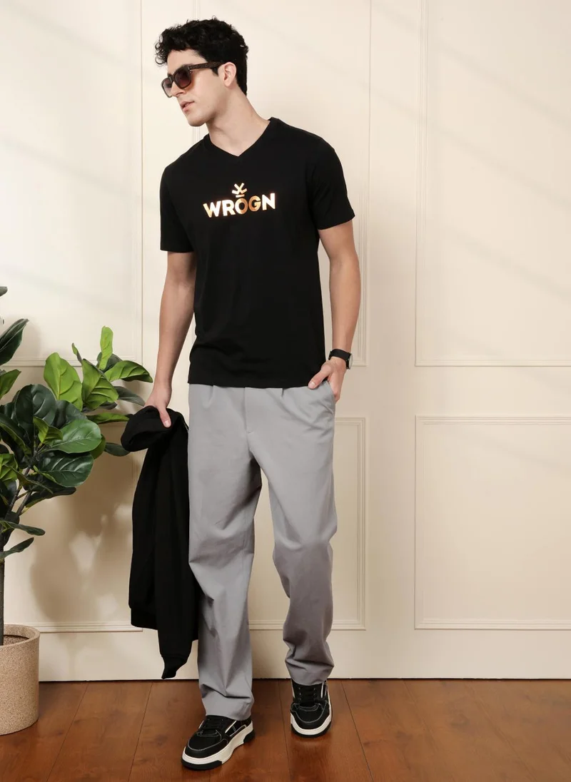 روجن Foil Printed T-Shirt | Black