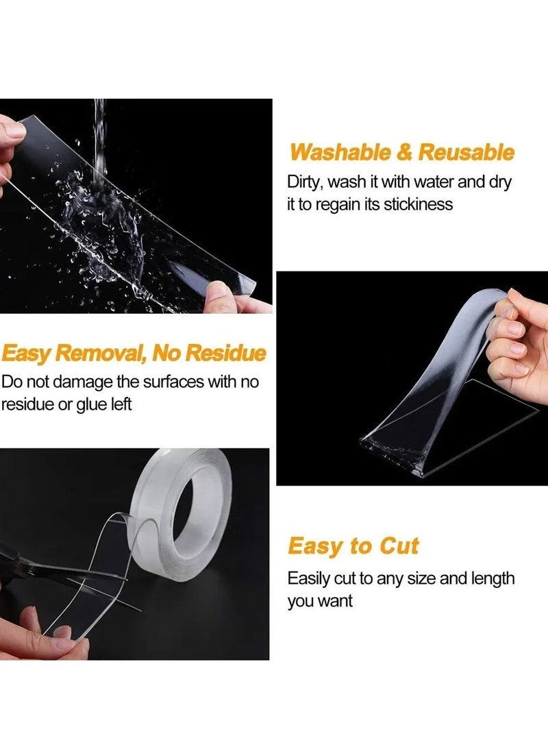 ELTRAZONE 3M Nano Double-Sided Tape – Heavy Duty Transparent Adhesive Mounting Strips | Strong, Sticky, Reusable & Waterproof | Multi-Purpose Wall Tape for Home, Office, Car, Bathroom & More | Easy to Cut, Wash & Remove Without Damage  - Image 5