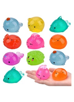Mochi Squishy Toys, 10pcs Animal Glitter Squishies Toys, Soft Fidget Toys, Stress Squeeze Toys, Kawaii Stress Relief Toys, Party Favors Bags Fillers for Kids and Adults, Kids Easter Egg Fillers