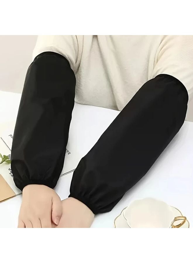 Black Waterproof PVC Arm Sleeves Oil Resistant Unisex for Kitchen Cleaning Craft - Image 3