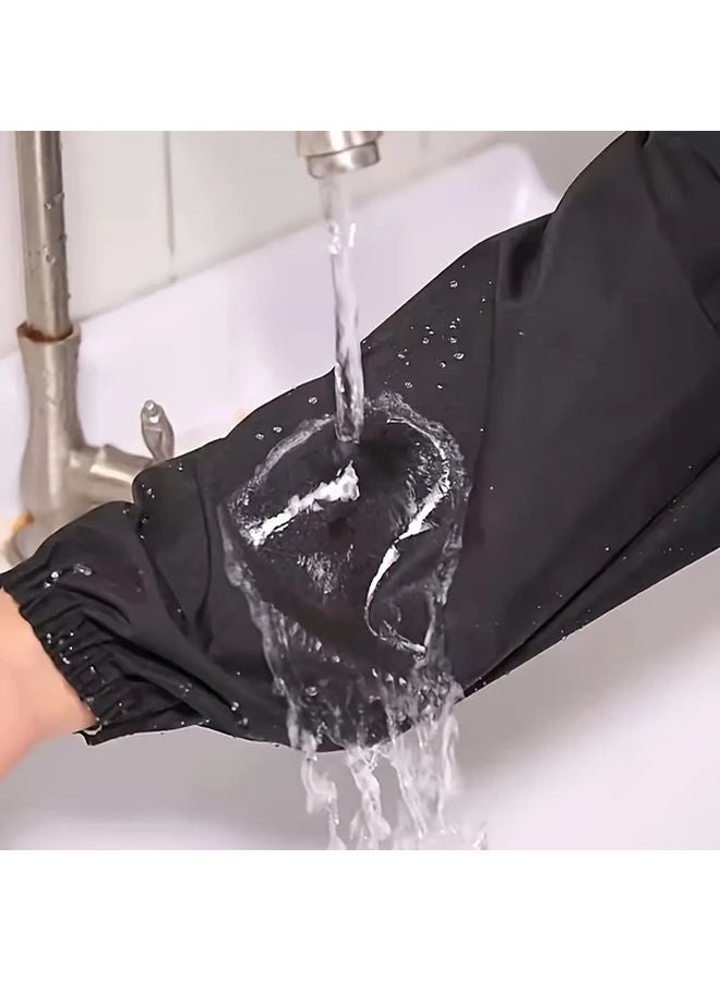Black Waterproof PVC Arm Sleeves Oil Resistant Unisex for Kitchen Cleaning Craft - Image 5