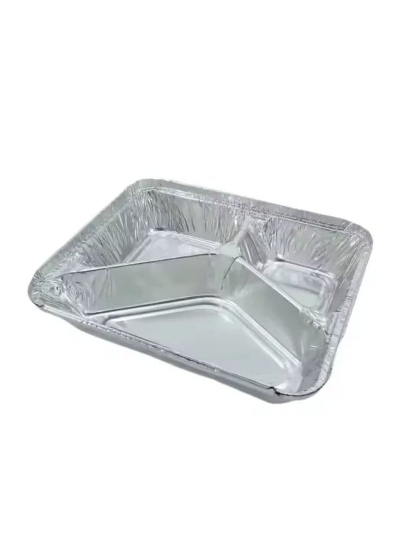 صينية ألومنيوم مقسمة 3 خانات | حافظة طعام للاستعمال مرة واحدة – مناسبة للغداء، العزومات، والرحلات (50 قطعه) - Image 5