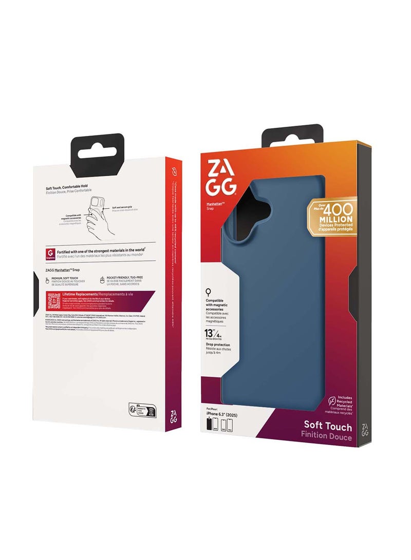 ZAGG iPhone 17 Case – Manhattan Snap MagSafe Compatible Slim Protective Silicone Cover with Graphene Strength & 13 ft Drop Protection – Ocean Abyss - Image 1