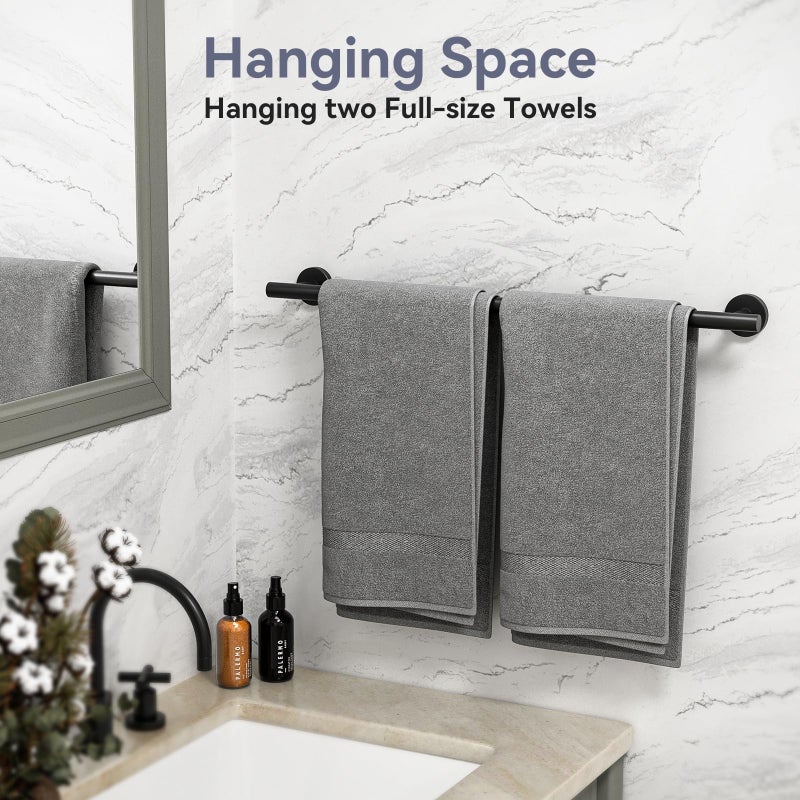Bubxo Matte Black Towel Bar Set, 24 Inch Bathroom Hardware Set, Wall Mounted Bathroom Towel Holder Set, Modern Bathroom Accessories, Durable SUS304 Stainless Steel, 4-Piece - Image 5
