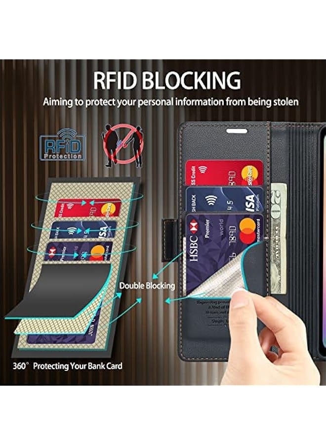 CaseMe Samsung Galaxy S10+ Plus Wallet Case - Magnetic Stand Flip Protective Cover with Card Slots & Cash Pockets (Fashion Black) - Image 2